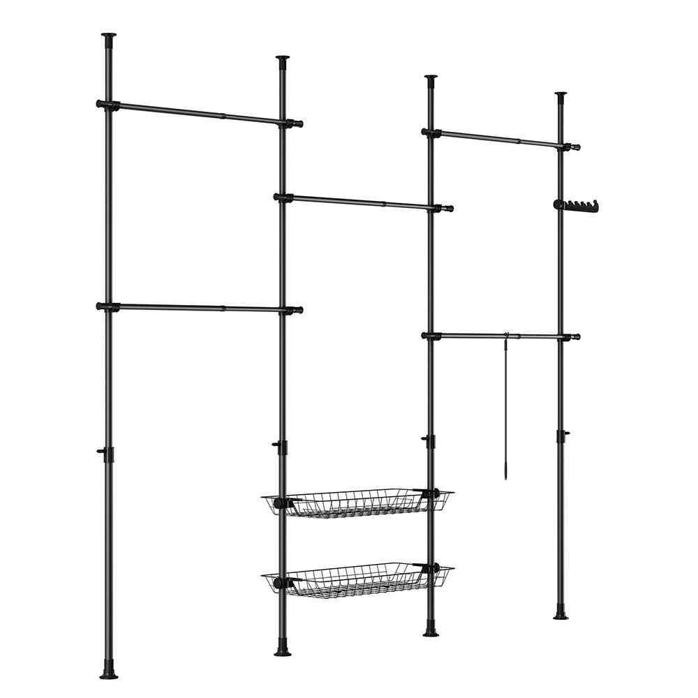 SoBuy Garderobenständer mit 2 Ablagen Schwarz 231x39,5x227cm Funktional