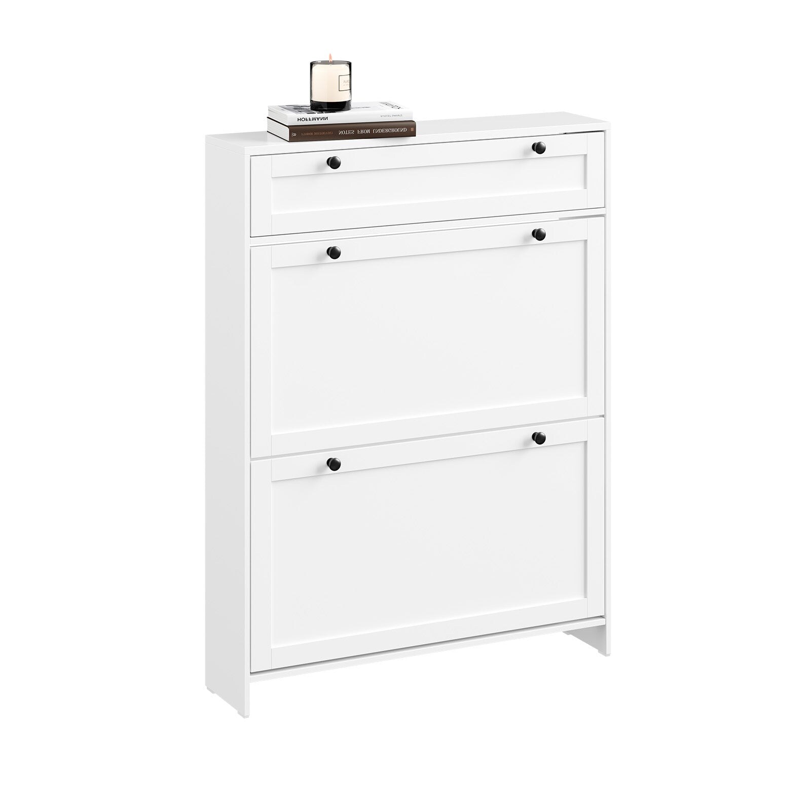 SoBuy Schuhschrank mit 1 Schublade Weiß Modern