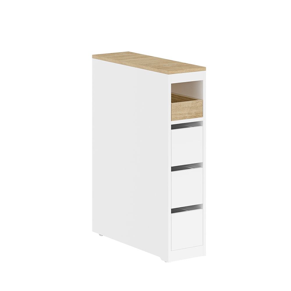 SoBuy Badunterschrank mit 4 Schubladen Wei&szlig; 20x60x82,5cm Modern - Bild 1
