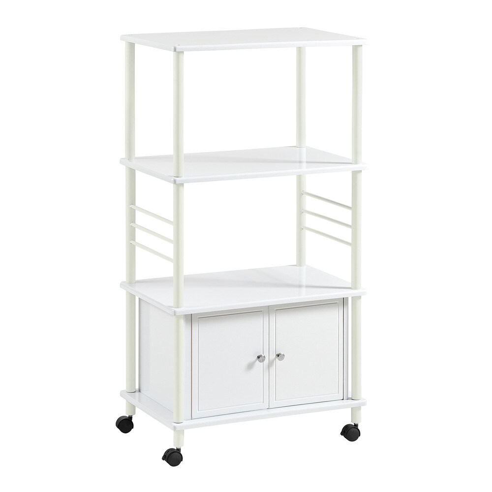 SoBuy Küchenwagen mit 3 Ablagen und 2 Türen Weiß 60x40x114cm Funktional