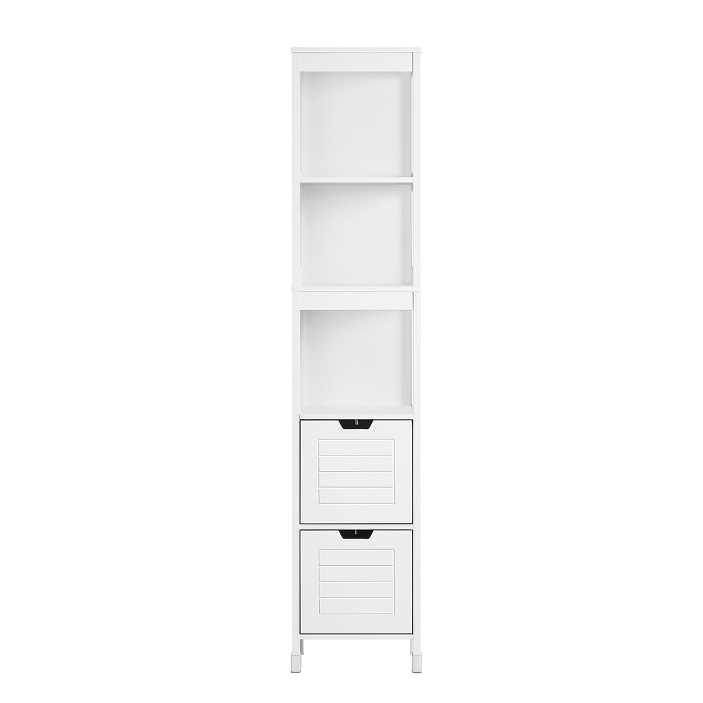SoBuy Badezimmer-Hochschrank mit 2 Schubladen Wei&szlig; 30x30x145cm Modern - Bild 1