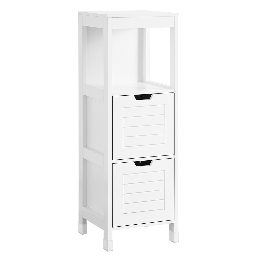 SoBuy Badunterschrank mit 2 Schubladen Weiß 30x30x90cm Rustikal | 04251388607237