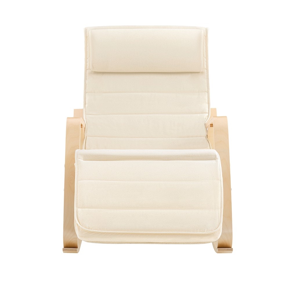 SoBuy Schaukelstuhl mit Kopf- und Fu&szlig;st&uuml;tze Wei&szlig; 78x65x90cm Klassisch - Bild 1