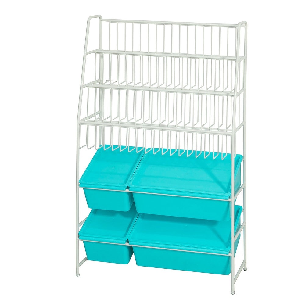 SoBuy Spielzeugkiste mit 3 Regalb&ouml;den Blau 102,5x60,5x25,5cm Industriell - Bild 1