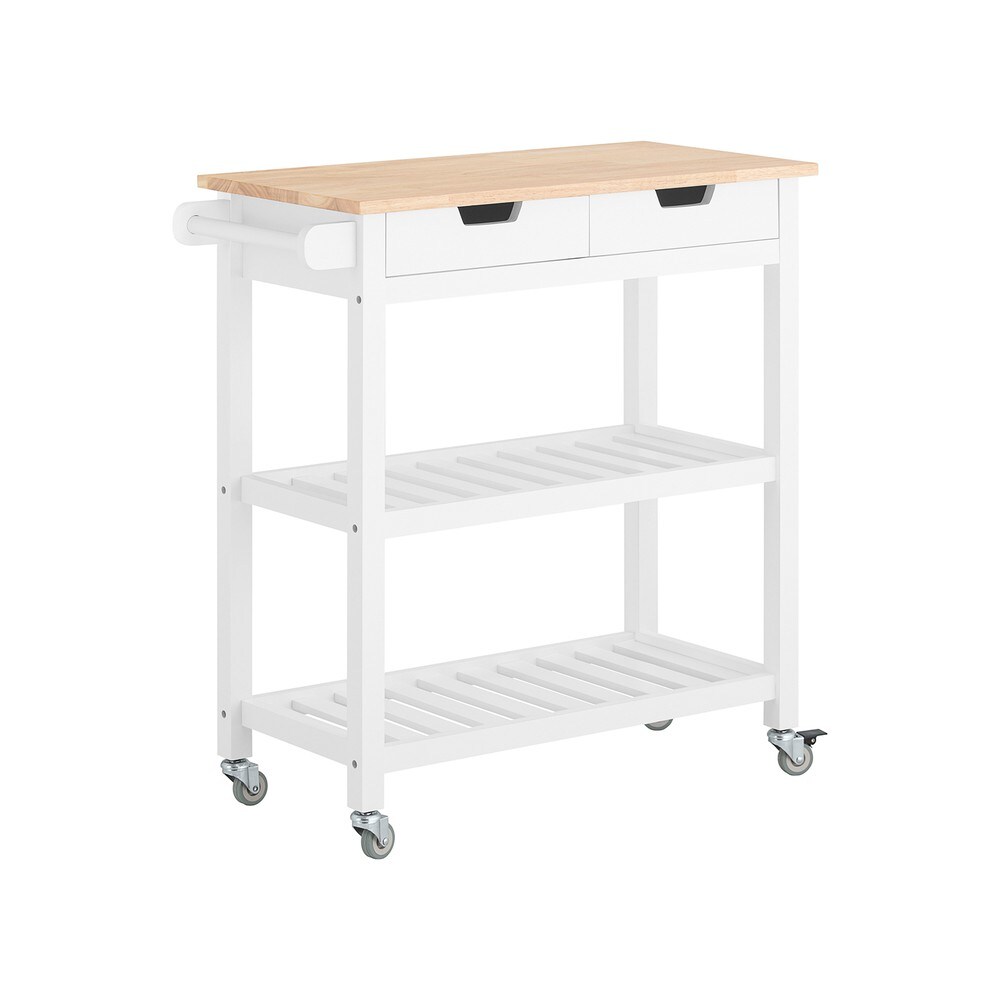 SoBuy Kücheninsel mit 2 Schubladen Weiß 84x39x89cm Modern | 04251388604946