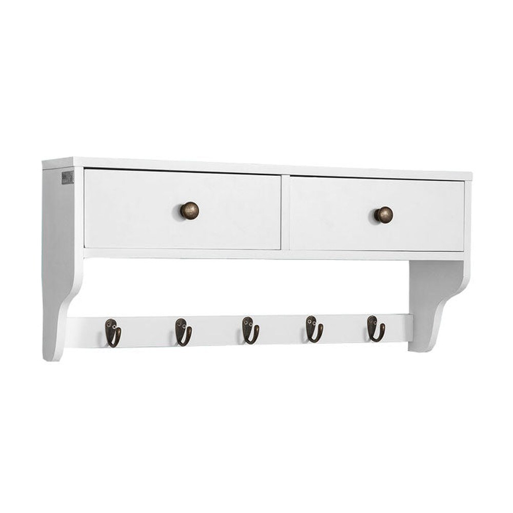 SoBuy Wandgarderobe mit 1 Ablage Wei&szlig; 60x14,5x26,7cm Modern - Bild 1