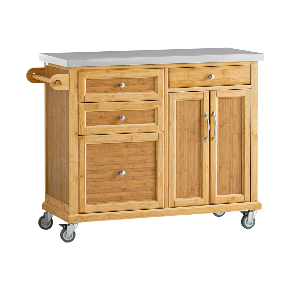 SoBuy Kücheninsel mit 4 Schubladen Holzfarbe 115x46x91cm Funktional | 04251388605233