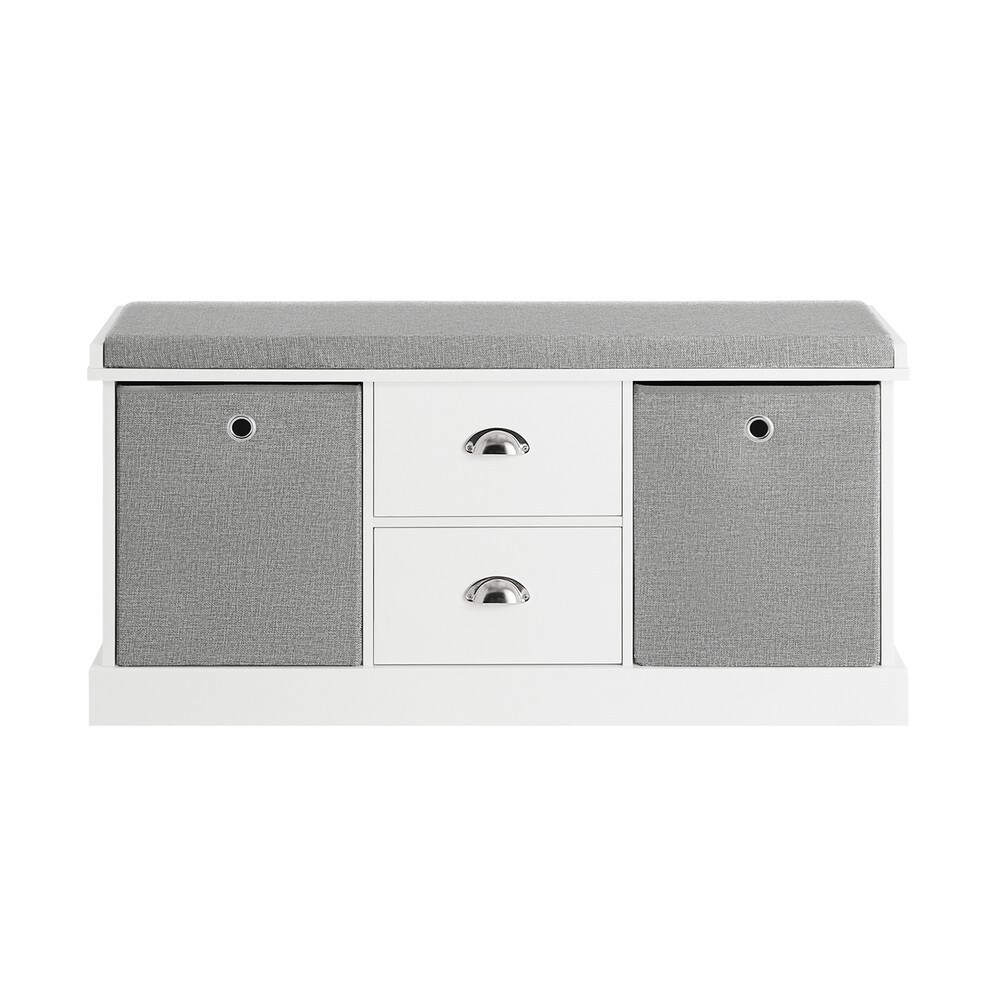 SoBuy Schuhbank mit 2 Schubladen Hellgrau 100x35x50cm Modern - Bild 1