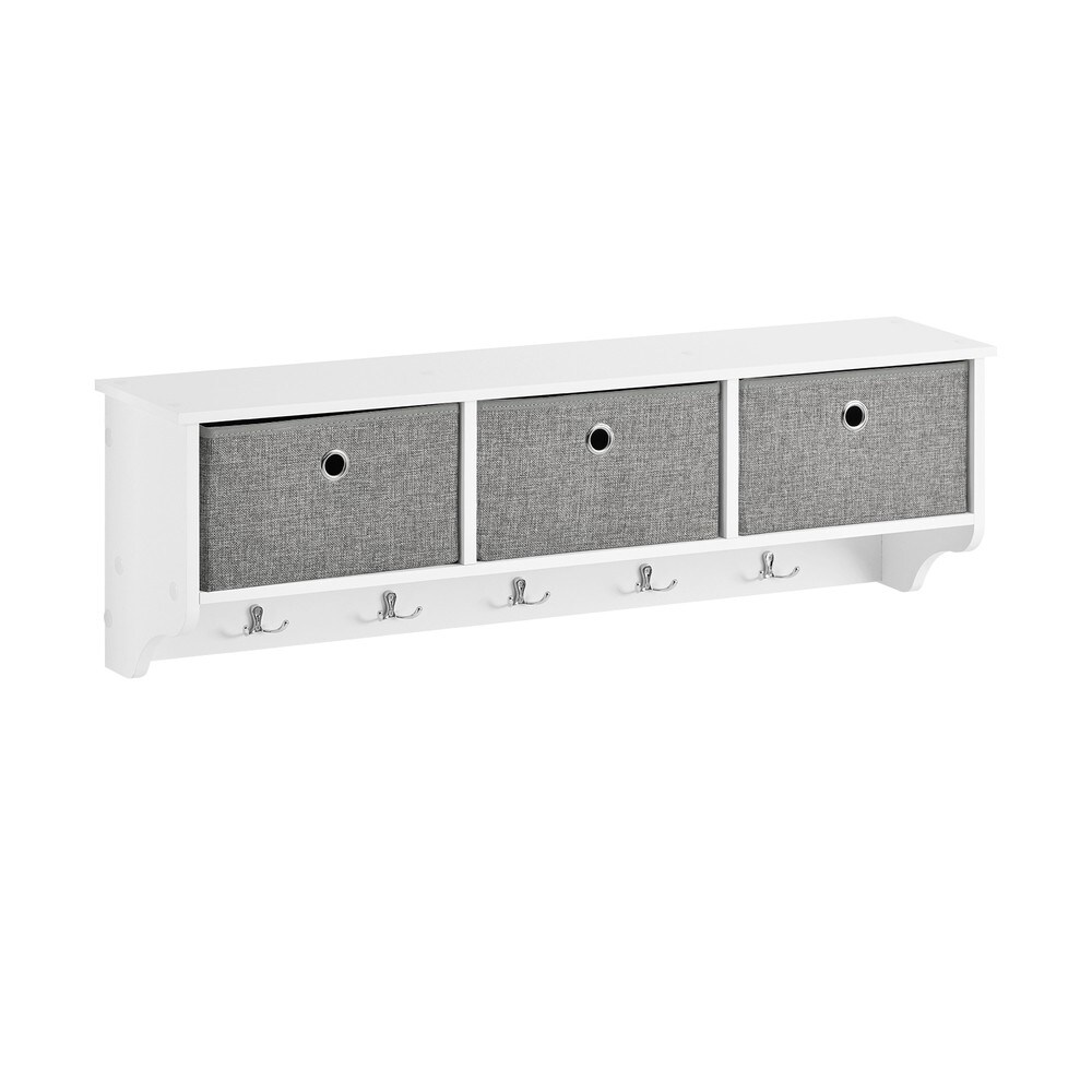 SoBuy Wandgarderobe mit 3 K&ouml;rben und 5 Haken Wei&szlig; 100x20x30cm Modern - Bild 1