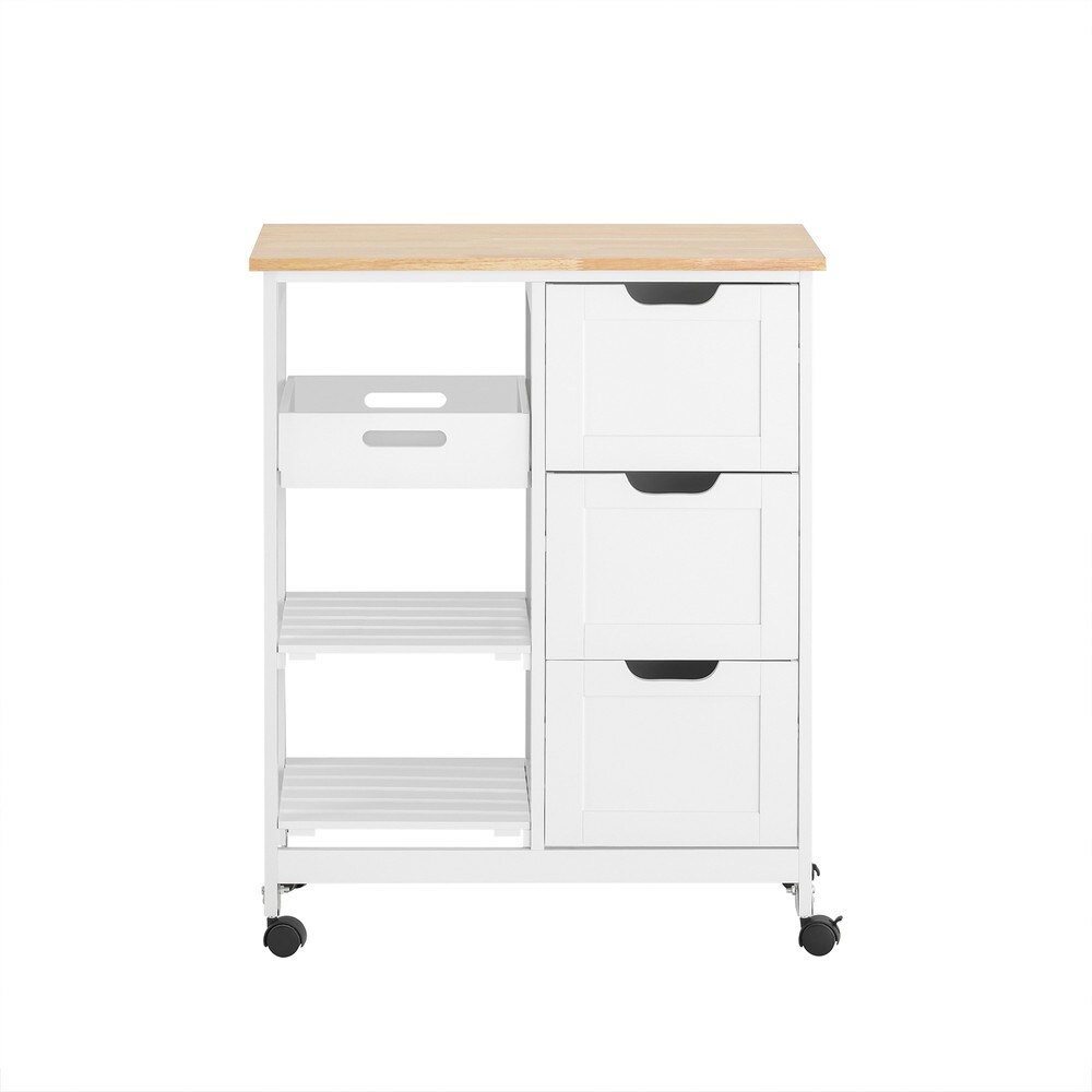 SoBuy Küchenwagen mit 3 Schubladen Weiß 67x37x85cm Funktional