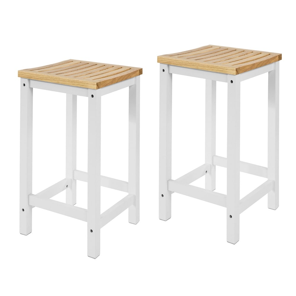 SoBuy Barhocker 2er Set Wei&szlig; 35x35x60cm Minimalistisch - Bild 1