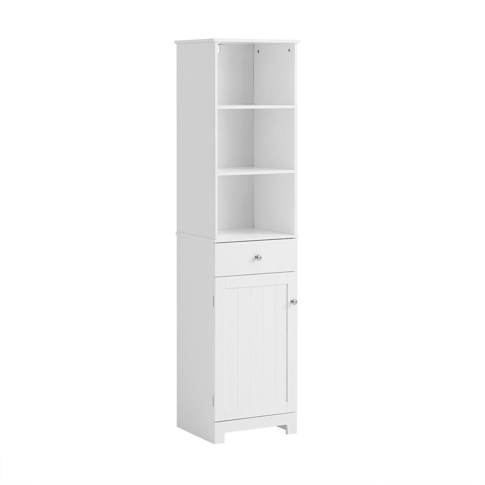 SoBuy Badezimmer-Hochschrank mit 1 Schublade Weiß 40x35x161,5cm Modern | 04251388609149