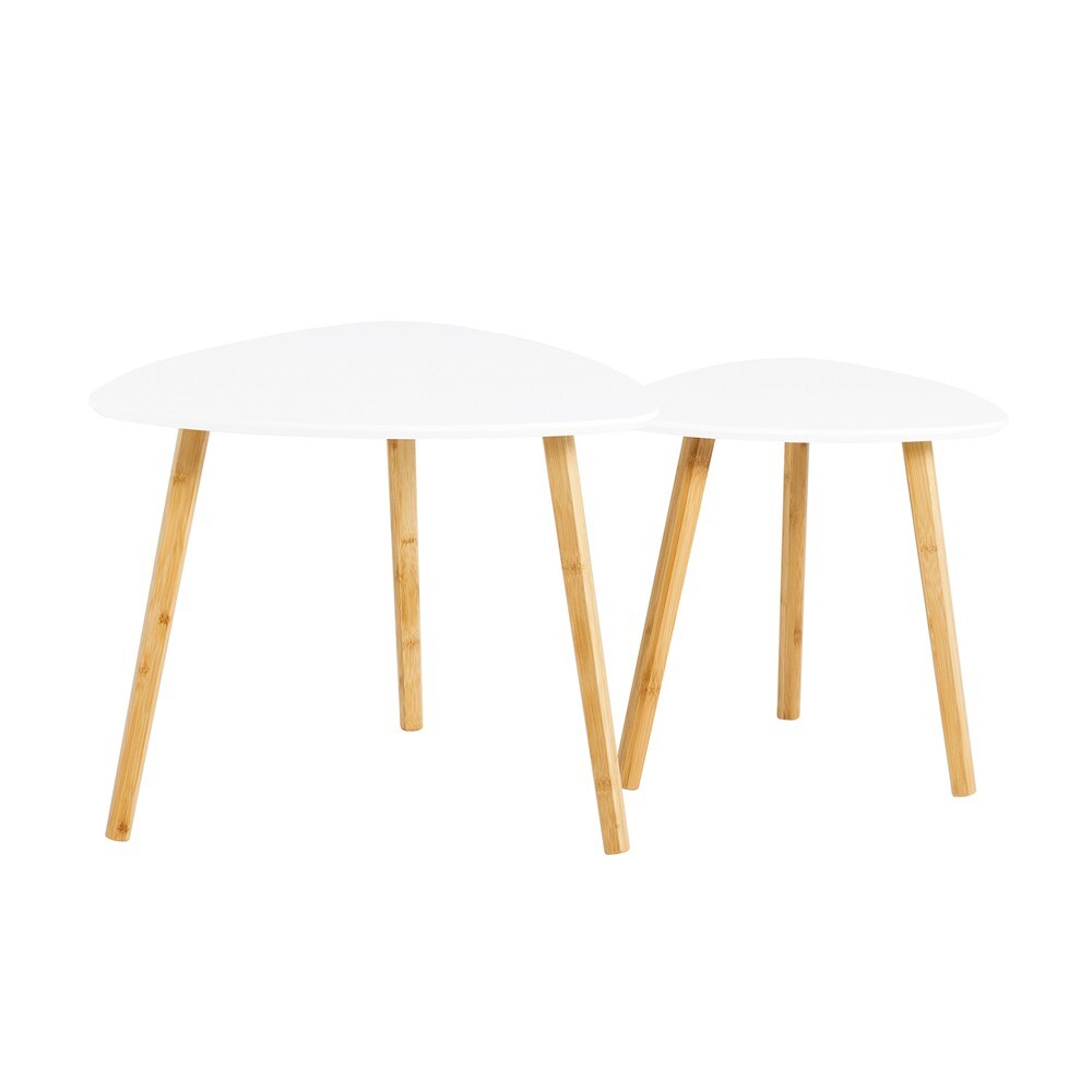 SoBuy Set aus 2 Satztischen Wei&szlig; 56x55x45cm Modern - Bild 1