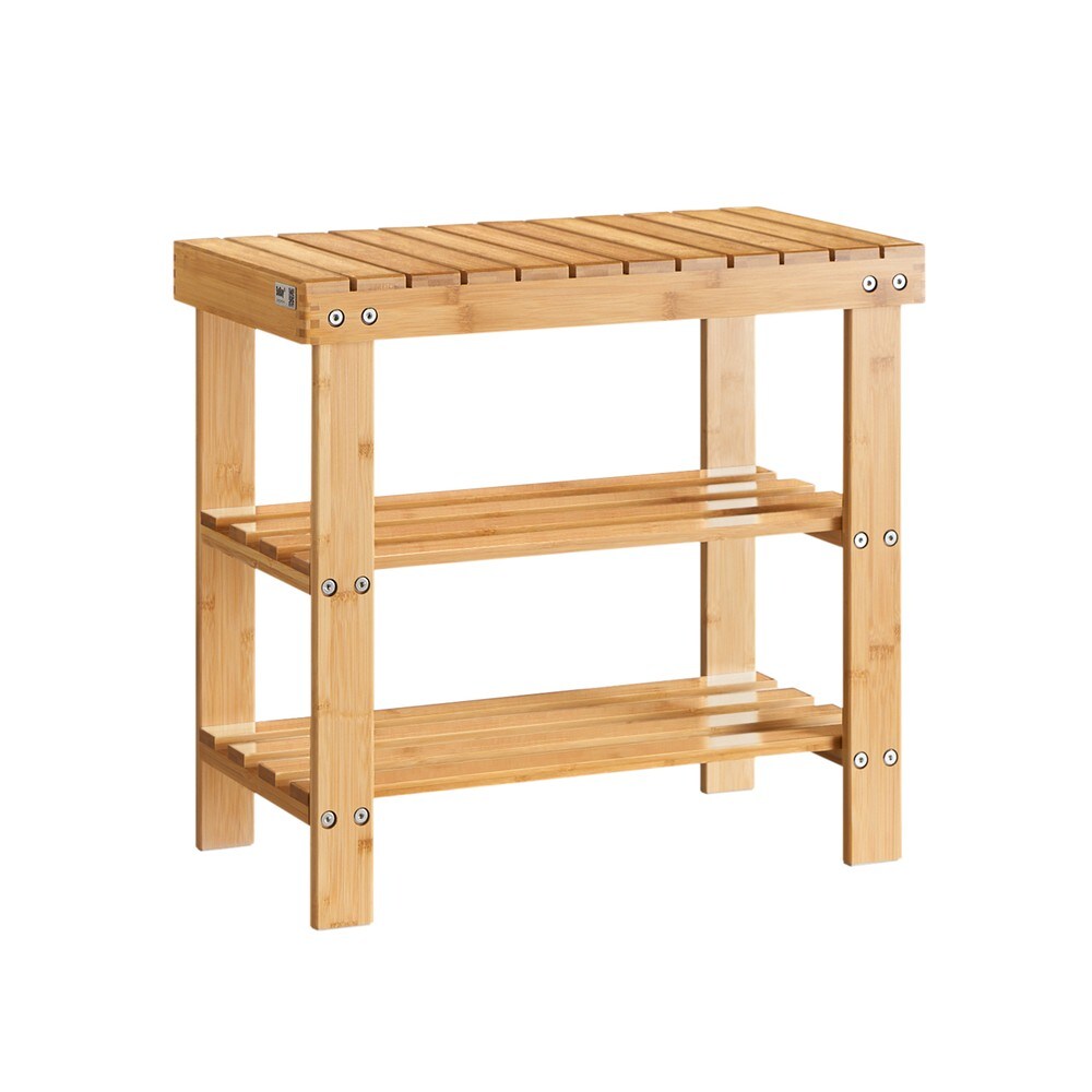 SoBuy Schuhbank mit Sitzfläche Holzfarbe 50x29x45cm Funktional