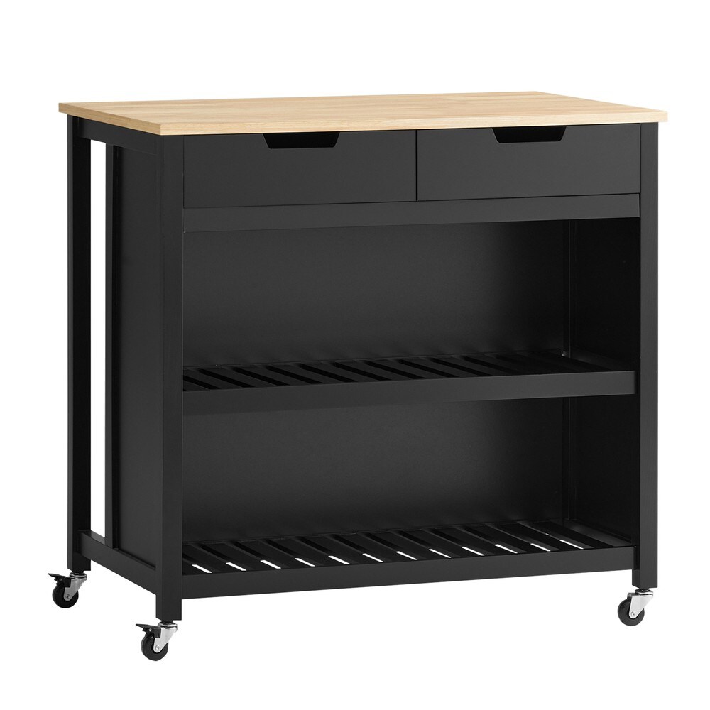 SoBuy Kücheninsel mit 2 Schubladen Schwarz 100x60x93,5cm Funktional | 04251388612194