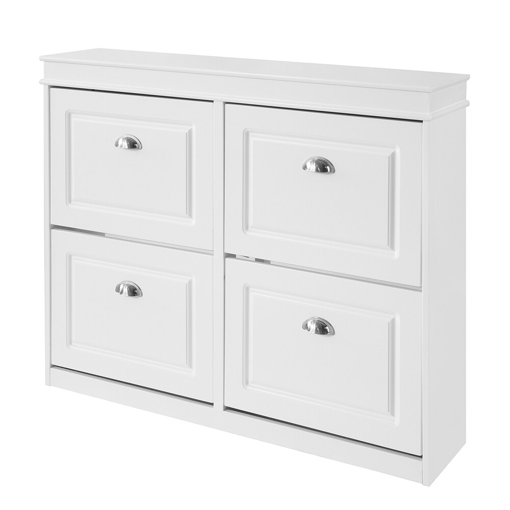 SoBuy Schuhschrank mit 4 Türen Weiß 105x24x82,5cm Modern | 04251388610725