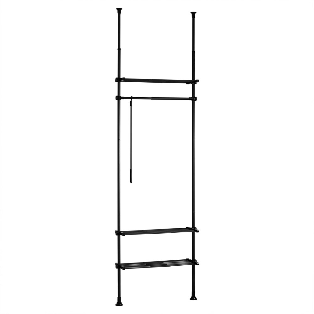 SoBuy Garderobenständer mit 1 Ablage Schwarz 80x27x300cm Funktional