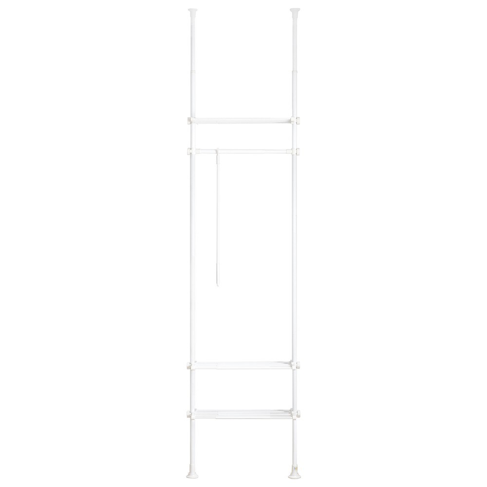 SoBuy Garderobenständer mit 1 Ablage Weiß 80x27x300cm Funktional
