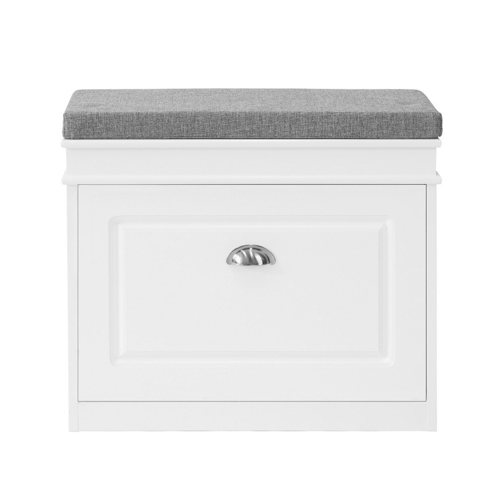 SoBuy Schuhbank mit 1 Tür Weiß 61x24x51cm Funktional