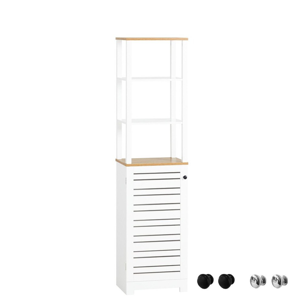 SoBuy Badezimmerschrank mit 1 T&uuml;r Wei&szlig; 40x30x160cm Rustikal - Bild 1