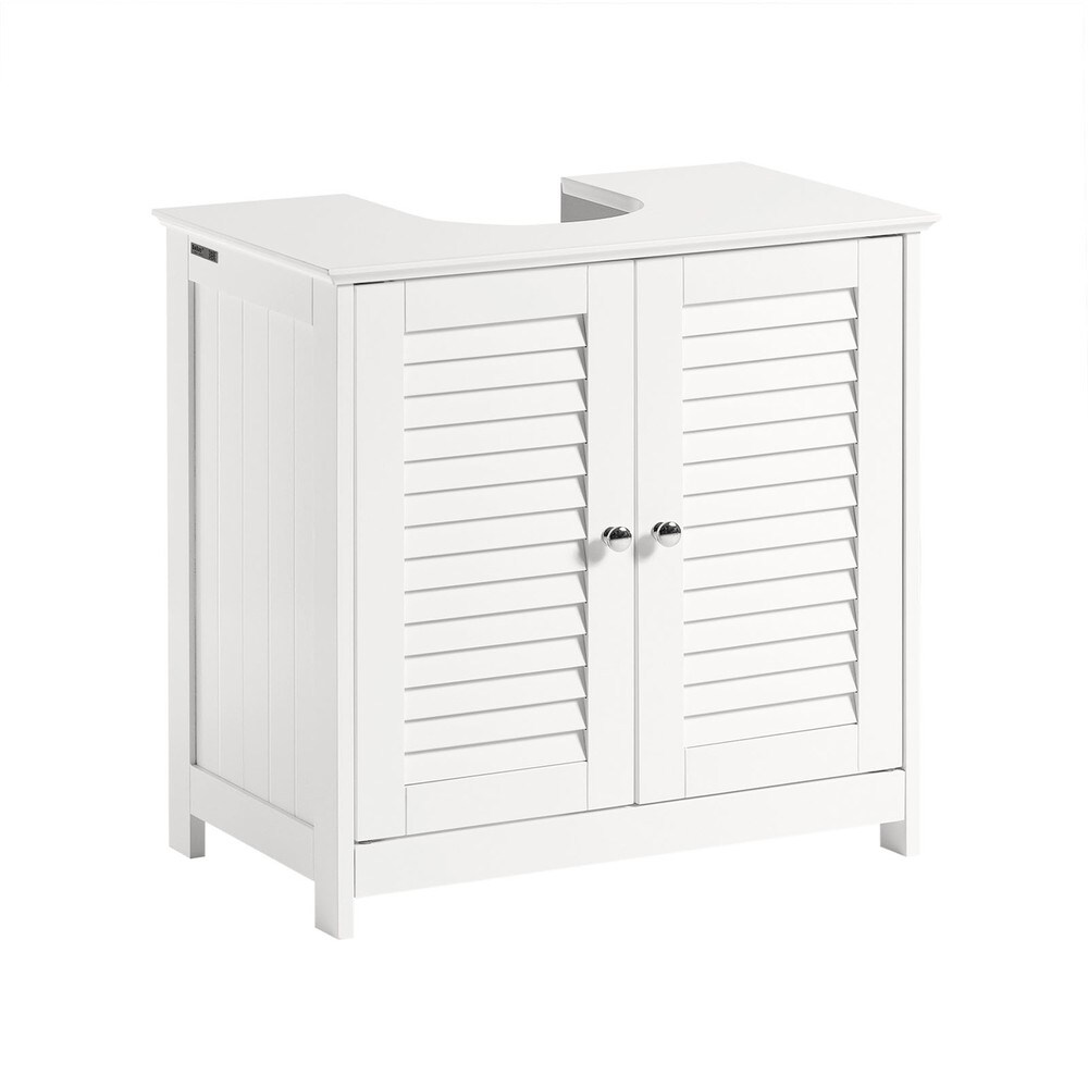 SoBuy Waschbeckenunterschrank mit 2 Türen Weiß 60x35x58cm Rustikal | 04251388616635