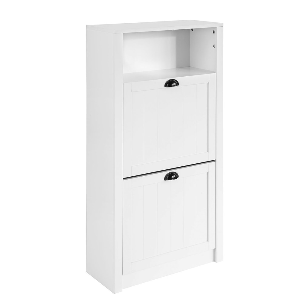 SoBuy Schuhschrank mit 2 T&uuml;ren Wei&szlig; 60x24x110cm Modern - Bild 1