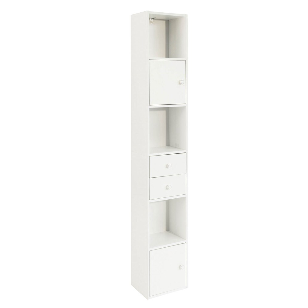 SoBuy Badezimmerschrank mit Schubladen Weiß 33x24x188cm Funktional | 04251388617397