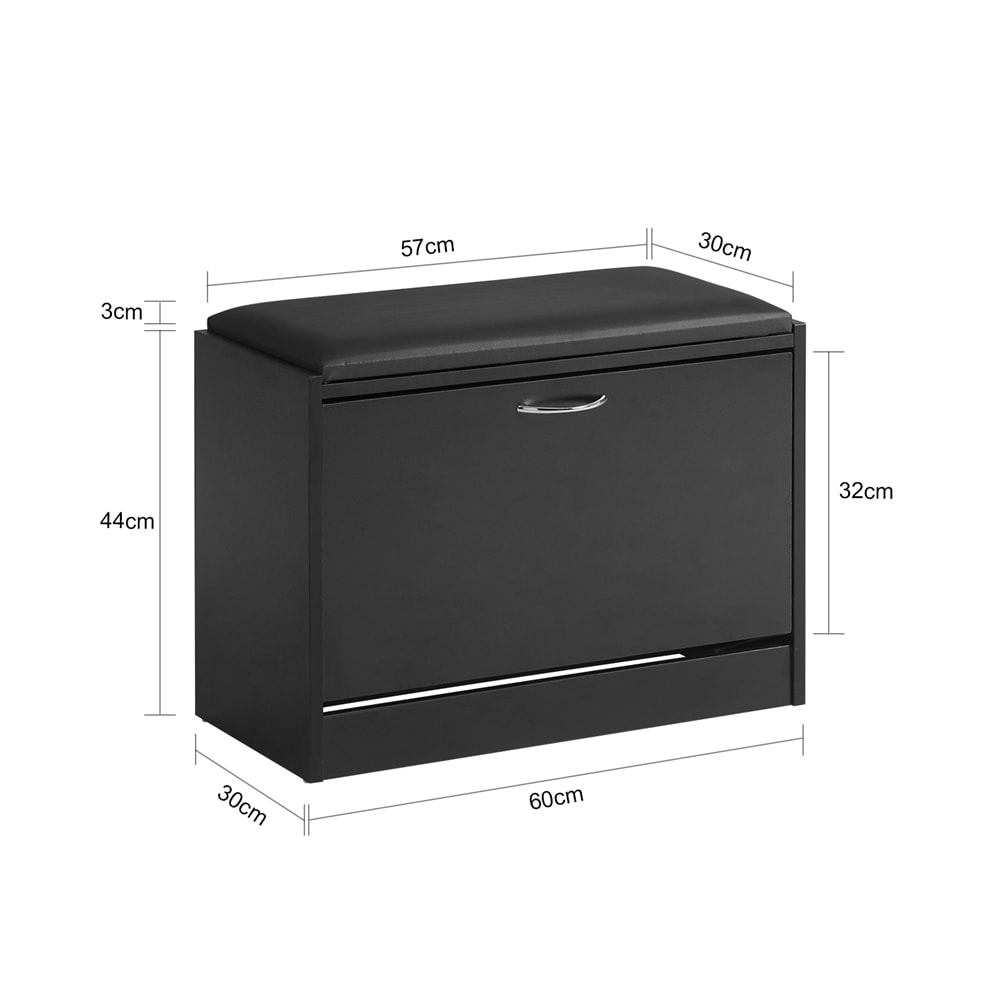 SoBuy Schuhbank mit 1 T&uuml;r Schwarz 60x30x48cm Funktional - Bild 1