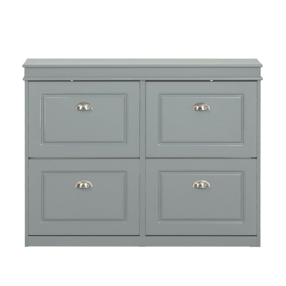 SoBuy Schuhschrank mit 4 Türen Hellgrau Modern | 04251388618639