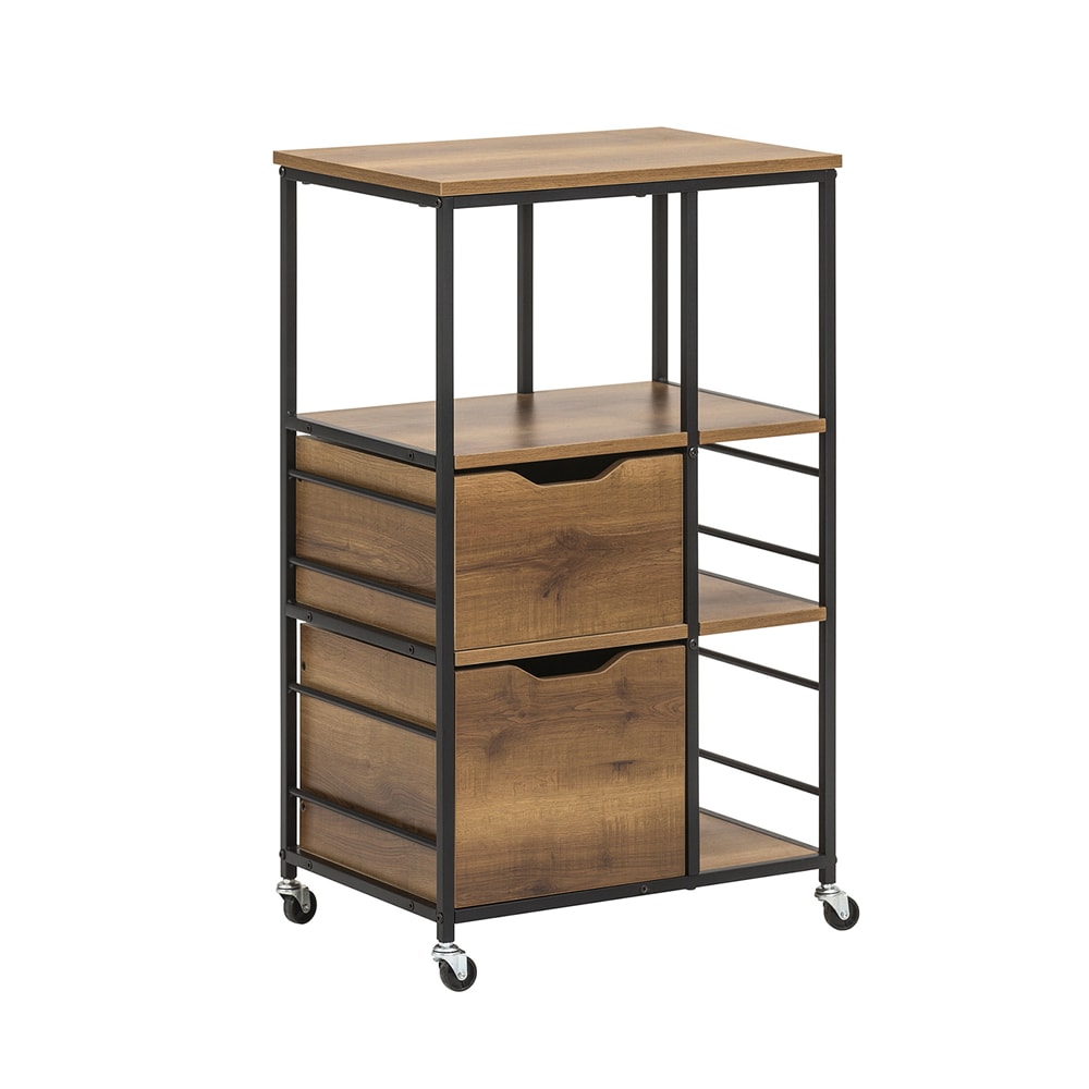 SoBuy K&uuml;chenwagen mit 2 Schubladen Dunkelbraun 53x37x89cm Industriell - Bild 1