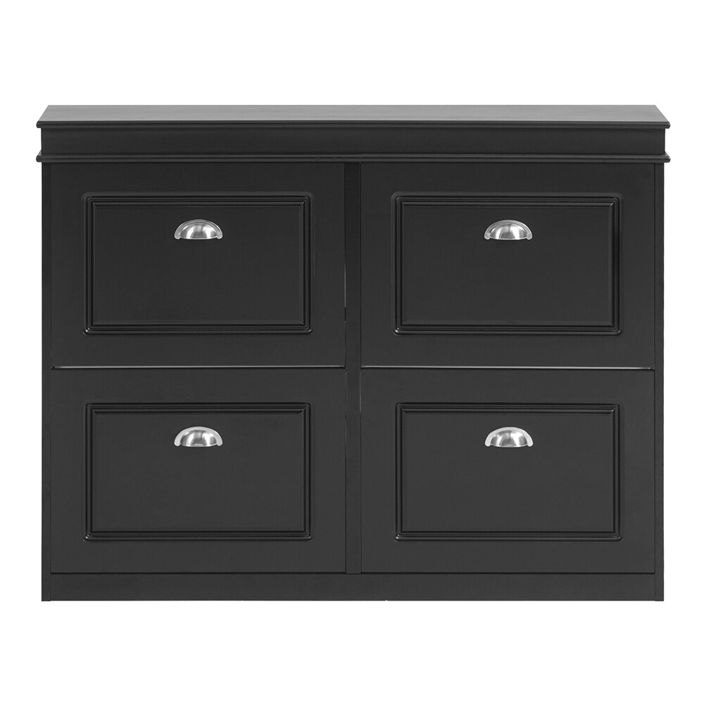 SoBuy Schuhschrank mit 4 Türen Schwarz 105x24x83cm Modern | 04251388618783