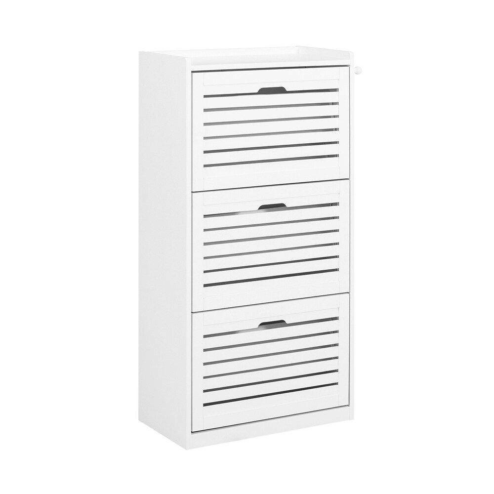 SoBuy Schuhschrank mit 3 Türen Weiß 55x30x112cm Modern