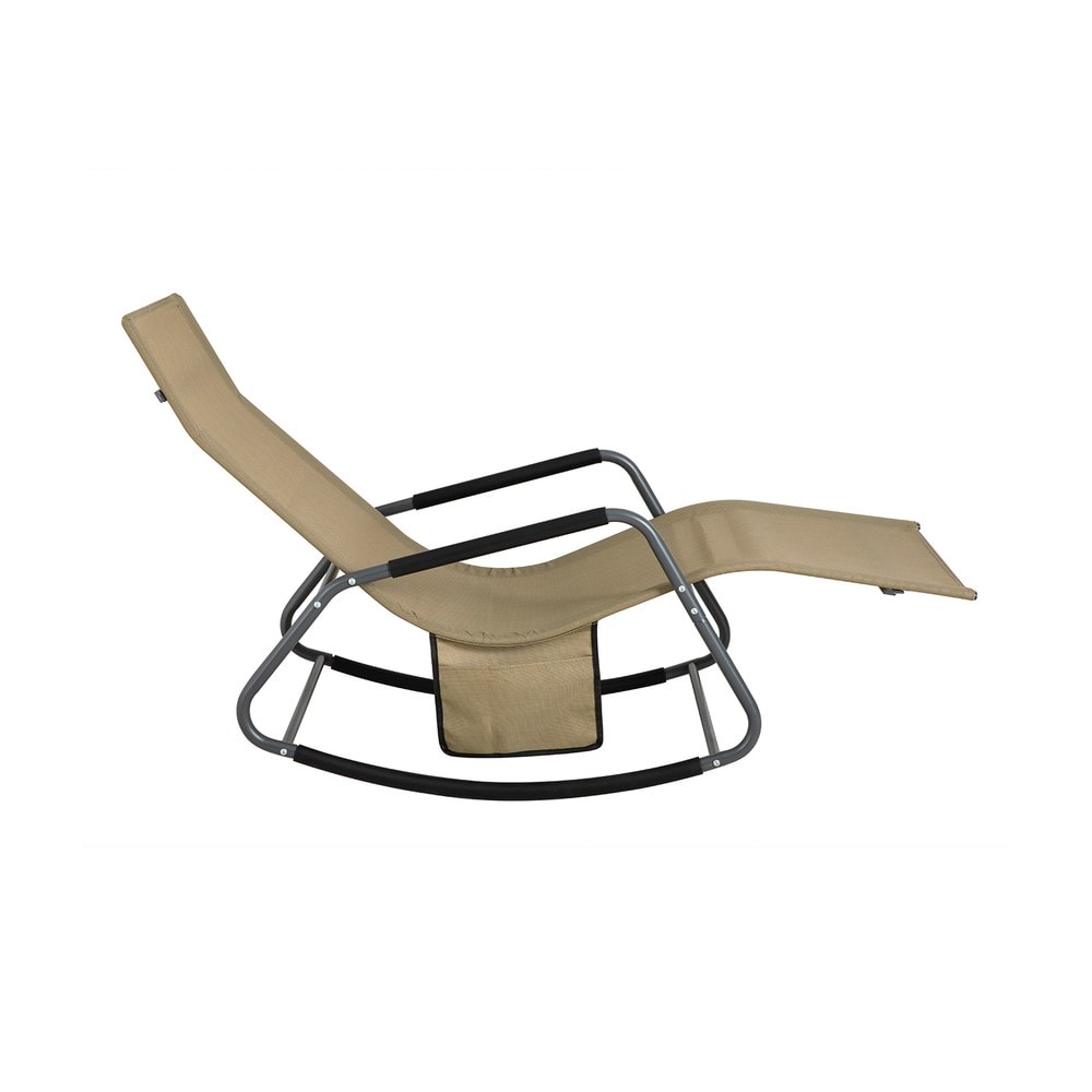 SoBuy Schaukelstuhl f&uuml;r den Garten mit Seitentasche Khaki 145x57x84cm Industriell - Bild 1