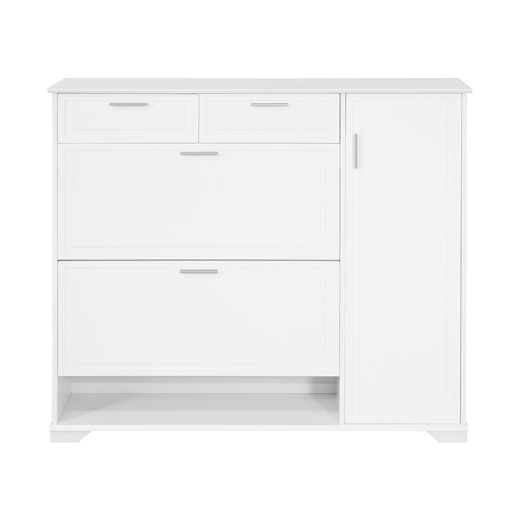 SoBuy Schuhschrank mit 1 Schublade Wei&szlig; 120x26x110cm Modern - Bild 1