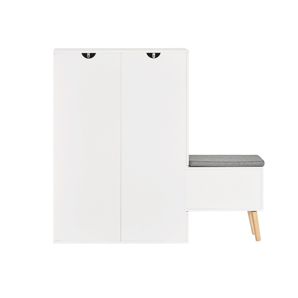 SoBuy Schuhschrank mit 2 Schubladen Wei&szlig; 124x24x114,5cm Modern - Bild 1