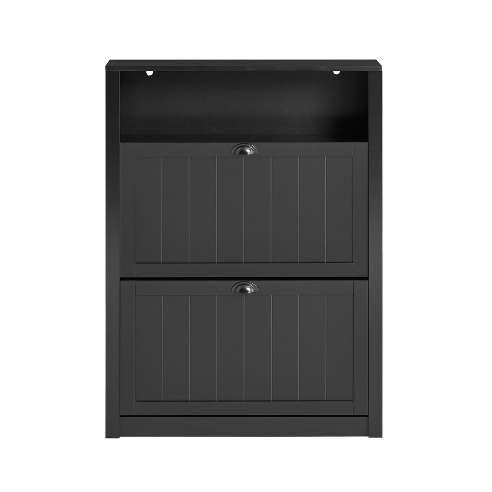 SoBuy Schuhschrank mit 2 Türen Schwarz 80x24x110cm Modern