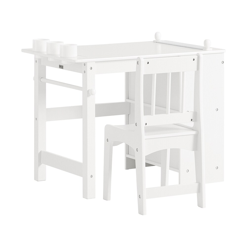 SoBuy Kindertisch mit Stuhl und 2 Regalbrettern Wei&szlig; 80x50x60cm Nordisch - Bild 1