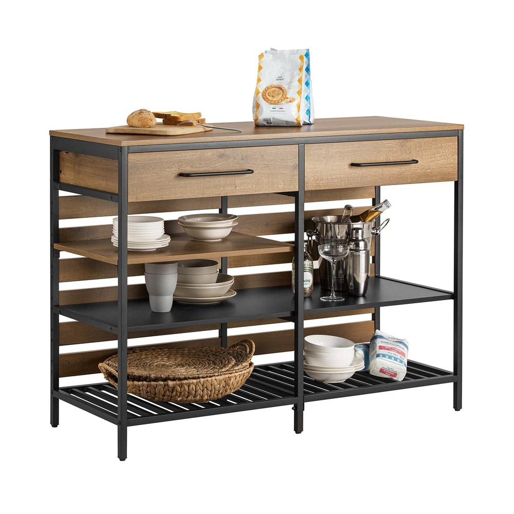 SoBuy K&uuml;cheninsel mit 2 Schubladen Dunkelbraun 120x45x90cm Industriell - Bild 1