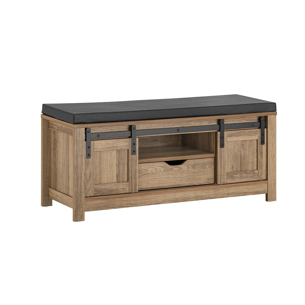 SoBuy Schuhbank mit 2 T&uuml;ren Braun 100x35x46cm Vintage - Bild 1