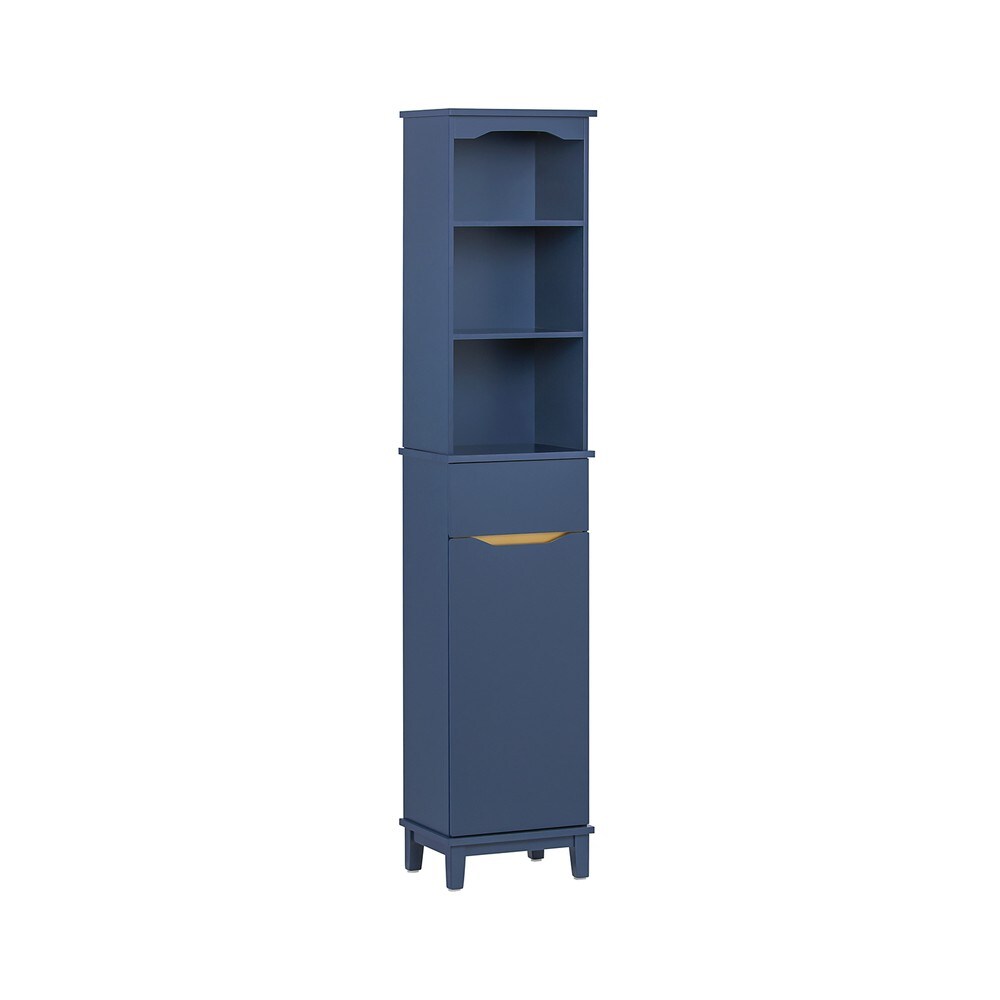 SoBuy Badezimmer-Hochschrank mit 1 Schublade Blau 35x30x170cm Modern | 04251388625859