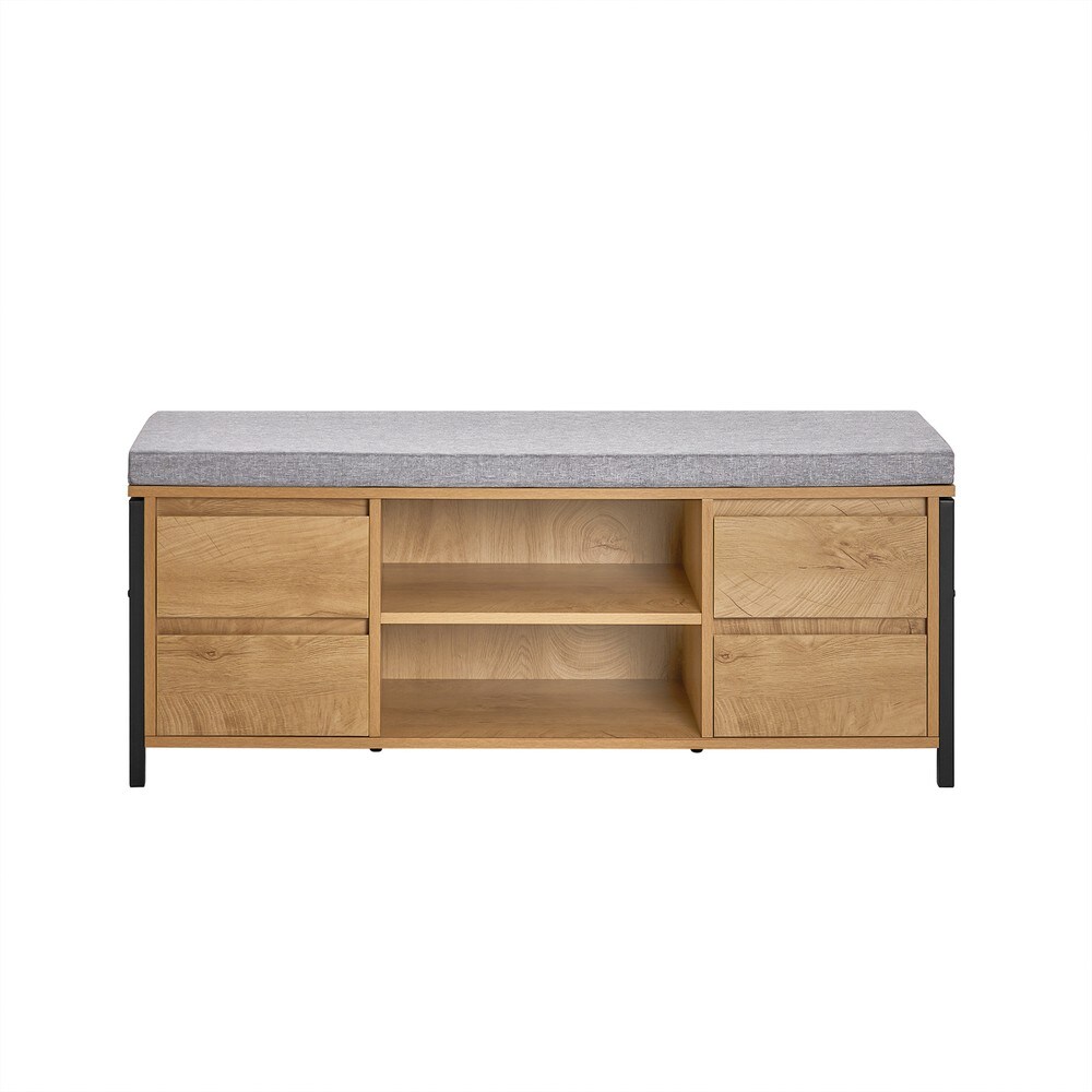 SoBuy Schuhbank mit 4 Schubladen Holzfarbe 110x35x45cm Industriell - Bild 1