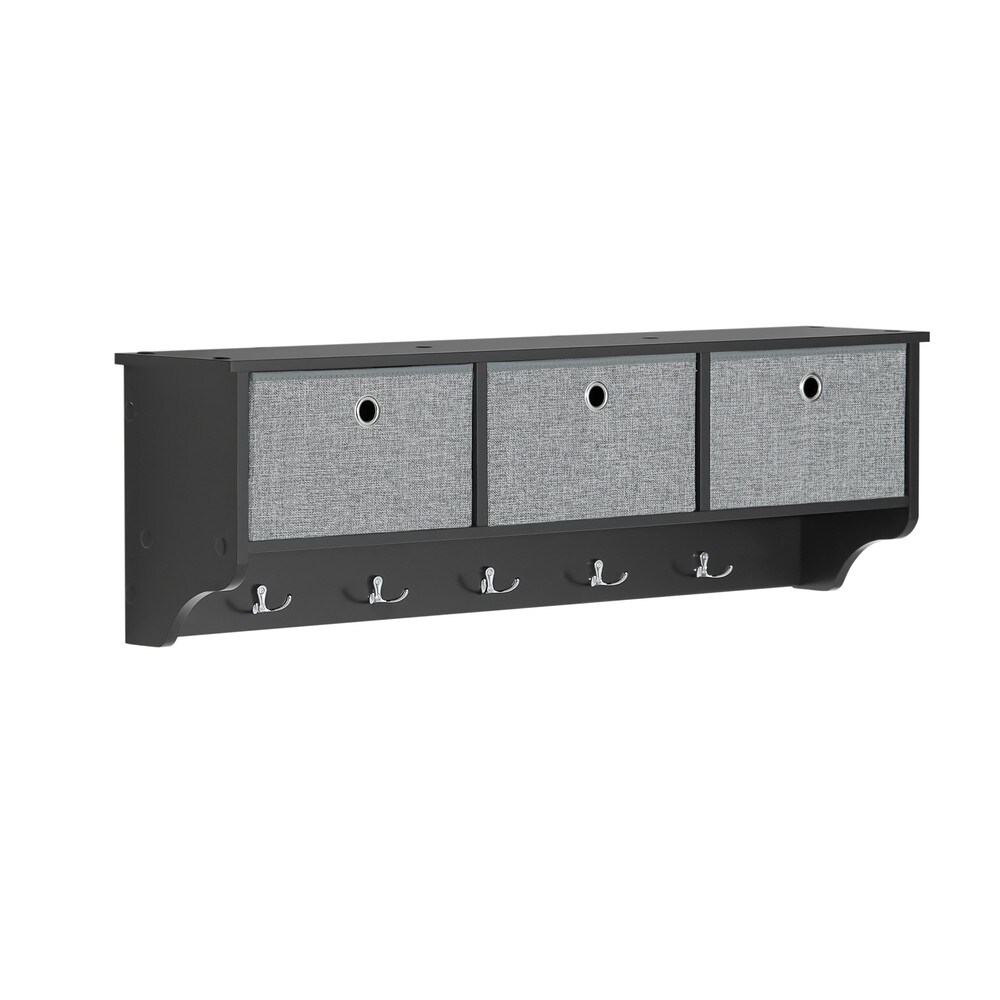 SoBuy Wandgarderobe mit 2 Schubladen Schwarz 100x20x31cm Modern | 04251388625927