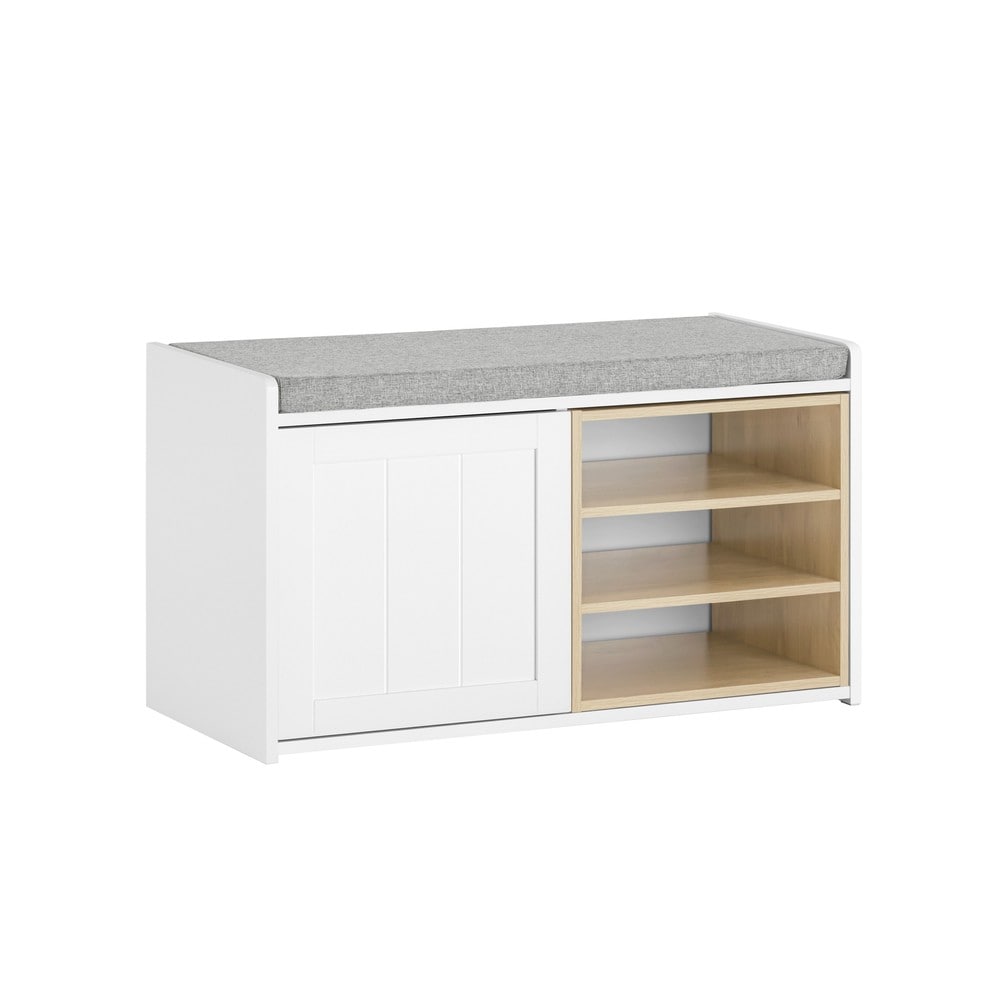 SoBuy Schuhbank mit 1 T&uuml;r Wei&szlig; 80x35x45cm Modern - Bild 1