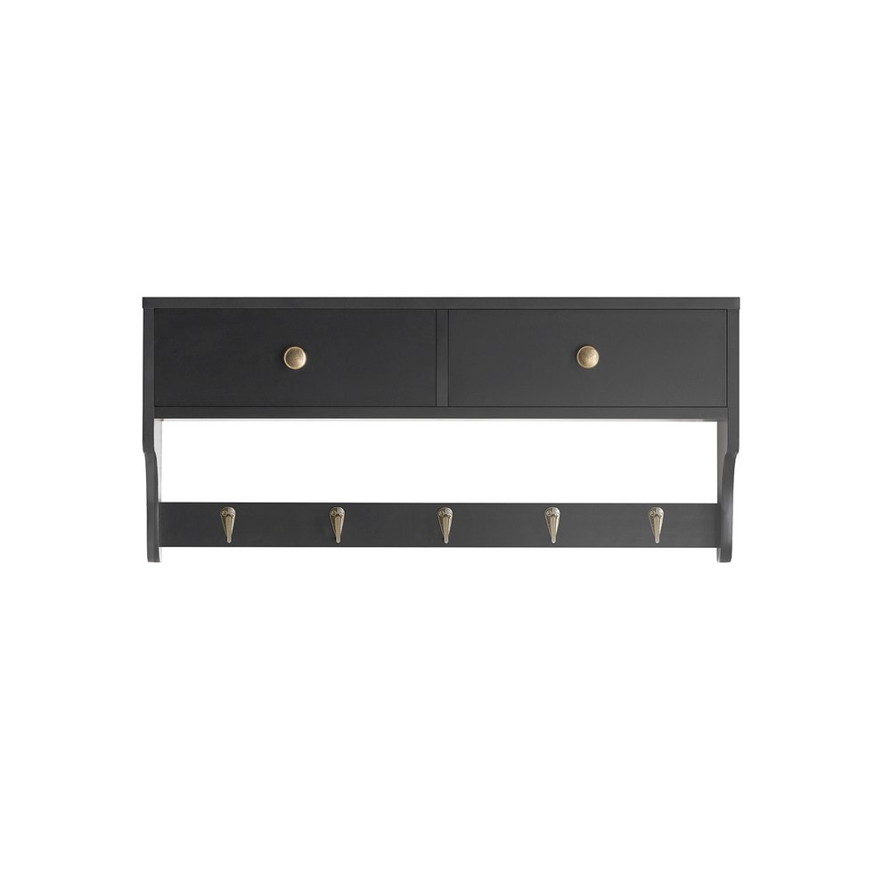 SoBuy Wandgarderobe mit 1 Ablage Schwarz 60x14,5x27cm Modern - Bild 1
