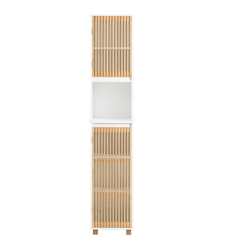 SoBuy Badezimmerschrank mit 1 Tür Weiß 33×32,5x165cm Rustikal | 04251388626894
