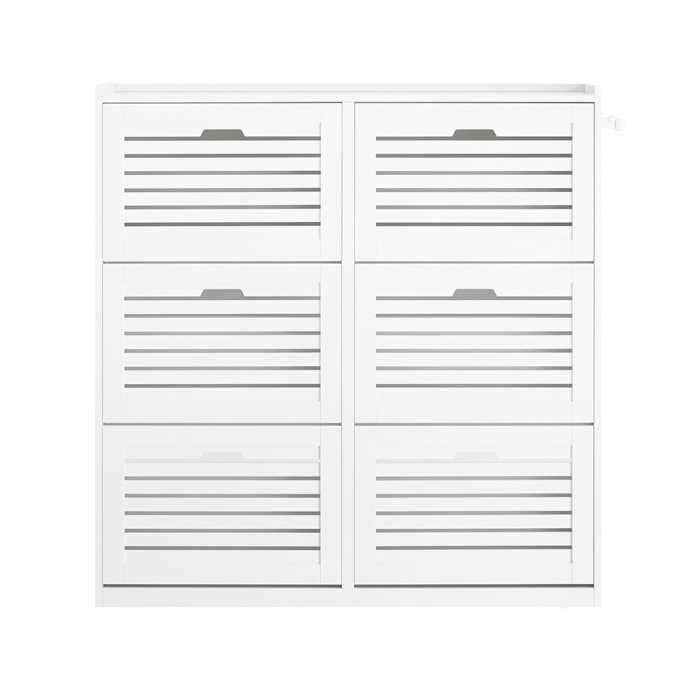 SoBuy Schuhschrank mit 6 T&uuml;ren Wei&szlig; 109x30x112,5cm Modern - Bild 1