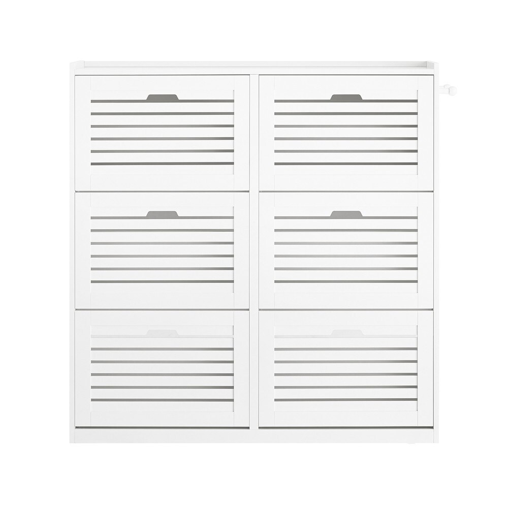 SoBuy Schuhschrank mit 6 Türen Weiß 109x30x112,5cm Modern | 04251388624678