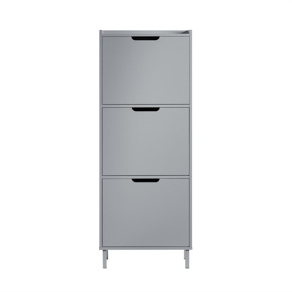 SoBuy Schuhschrank mit 4 Türen Hellgrau Modern
