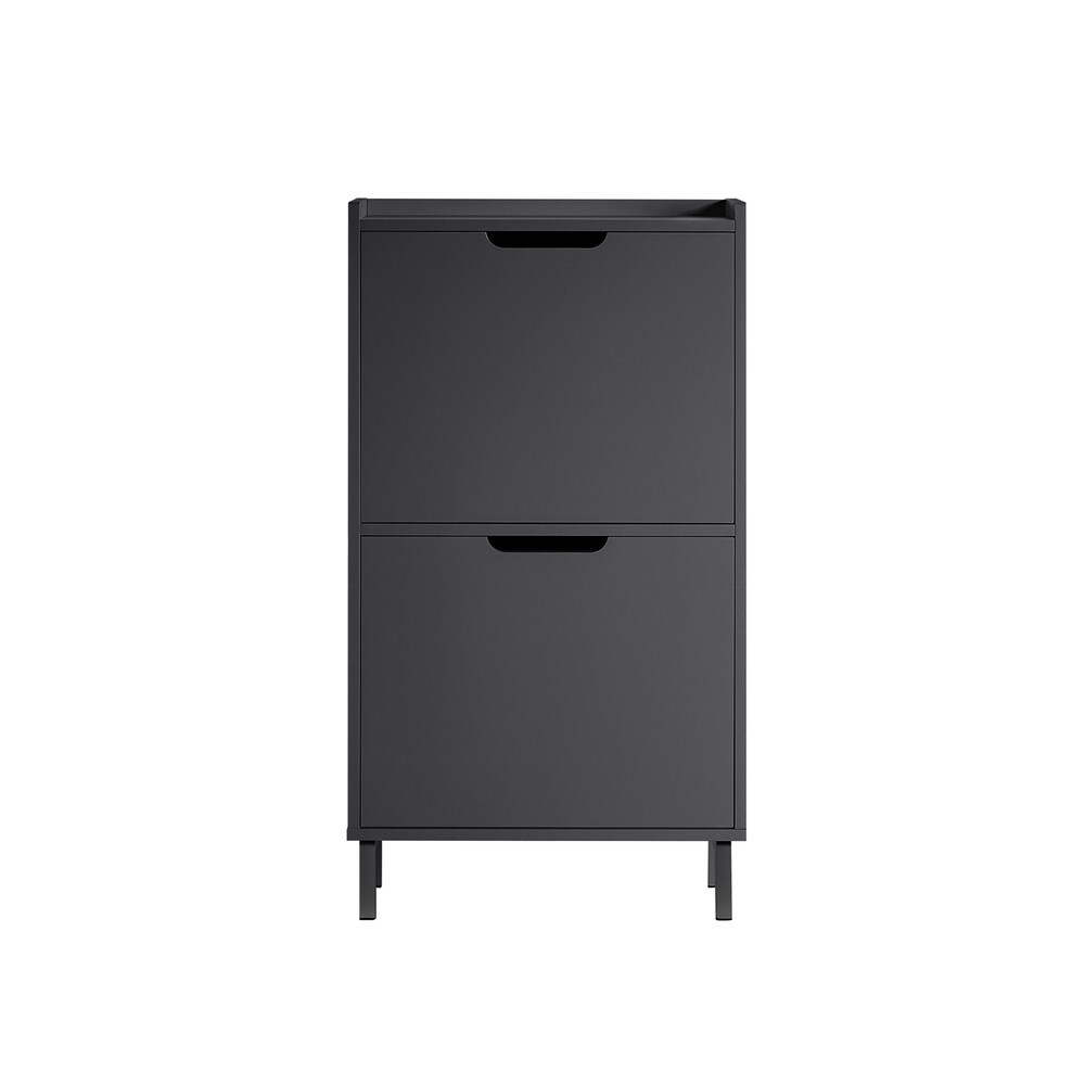 SoBuy Schuhschrank mit 4 Türen Schwarz 50,3x17x90,5cm Modern