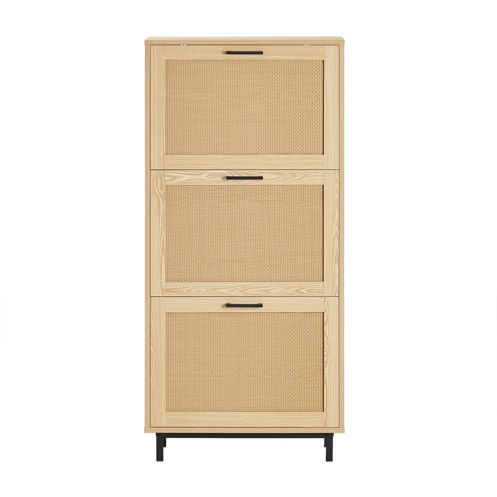 SoBuy Schuhschrank mit 3 Türen Holzfarbe 60×23,8x127cm Modern | 04251388628348